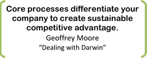 Core processes differentiate your company to create sustainable competitive advantage. Geoffrey Moore “Dealing with Darwin” 